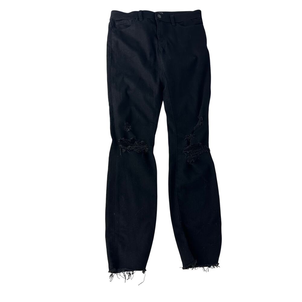 Abercrombie & Fitch Womens Harper Low Rise Distressed Black Skinny Jeans 25,0 S
